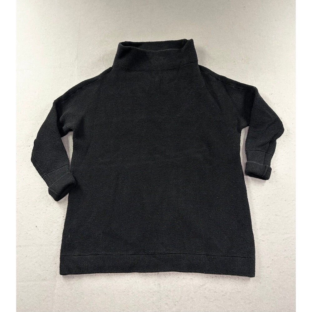 Free People Ottoman Slouchy Ribbed Tunic Sweater Mock Neck Black